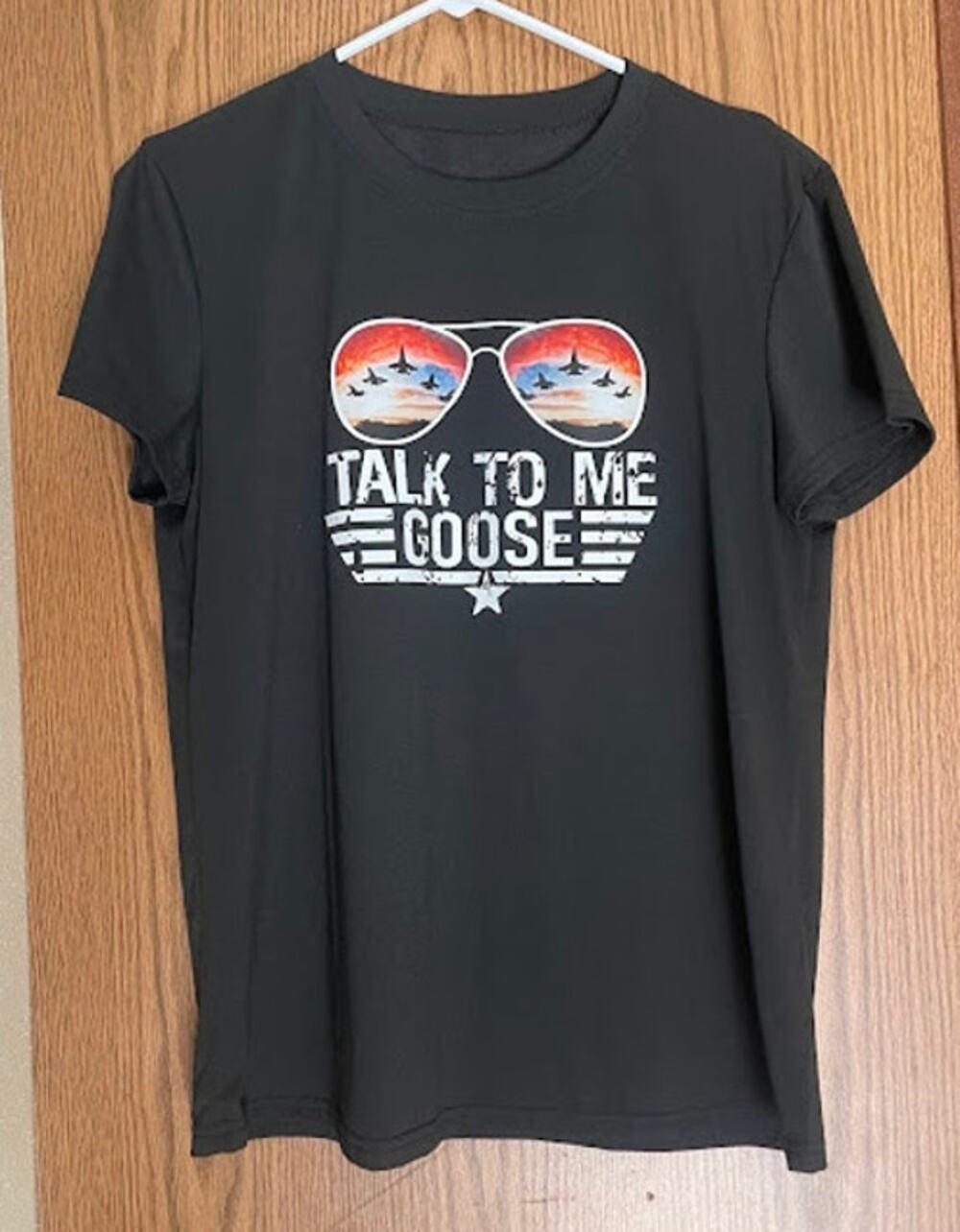 Top Gun "Talk To Me Goose" Aviator Sunglasses Graphic T-Shirt - Black - Large